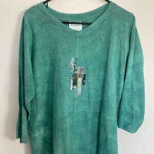 Nu Views Watercolor Green Tunic Made in USA Women's Size L